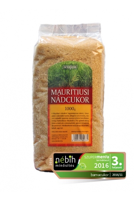  INTERHERB GURMAN Mauritiusi Nádcukor 1000g<br />
A mauritiusi nádcukrot hagyományosan művelt, frissen aratott nádból nyerik. Jellegzetes íz és minőség, valamint optimális nyomelem tartalom jellemzi termékünket 